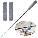 Retractable Gap Dust Clean Under Appliance Microfiber Duster Dust Cleaning Brush with Extendable 3 Pole (31.5''-59.1''),Bendable Removable Washable
