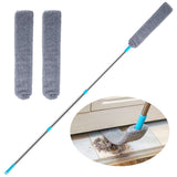 Retractable Gap Dust Clean Under Appliance Microfiber Duster Dust Cleaning Brush with Extendable 3 Pole (31.5''-59.1''),Bendable Removable Washable