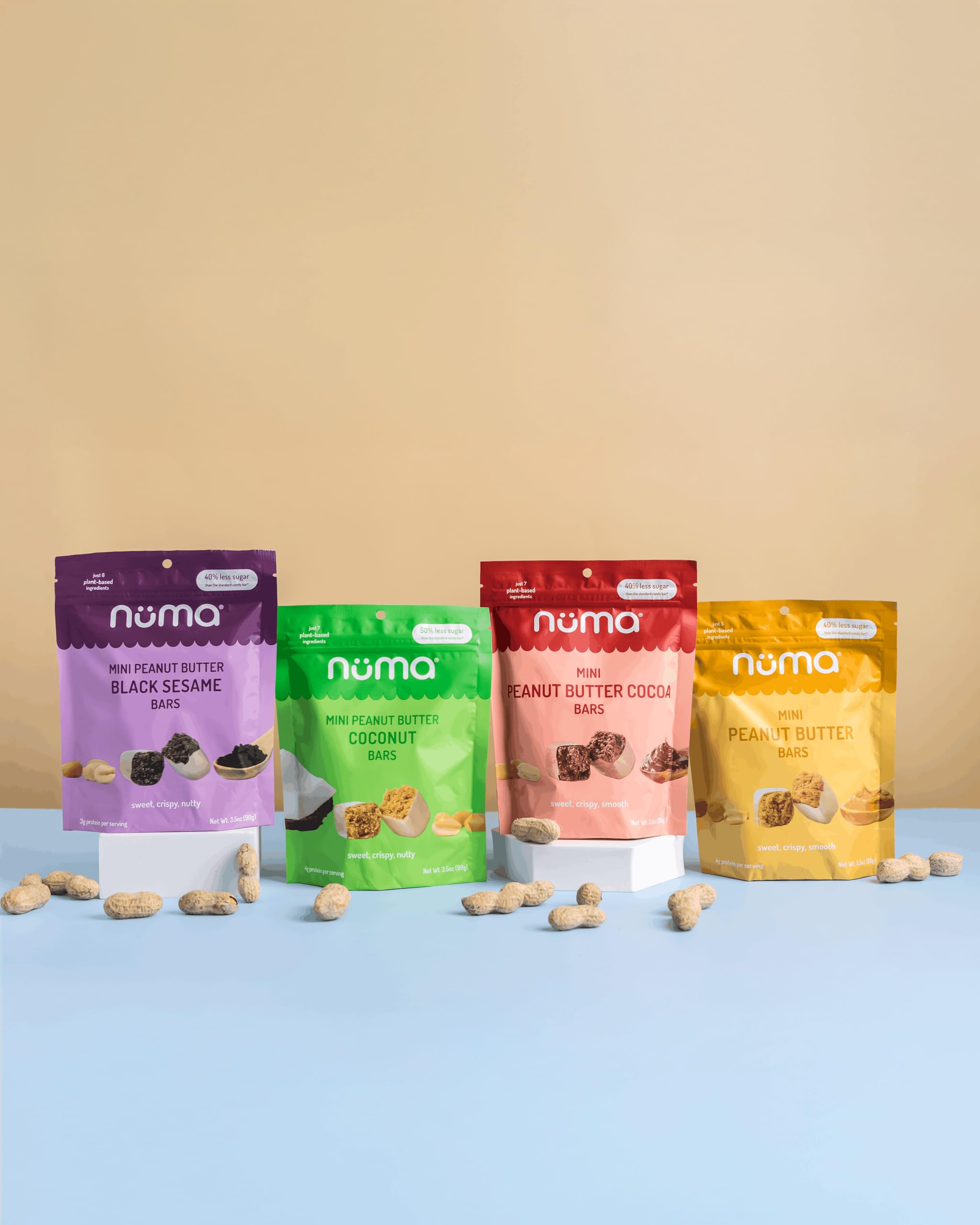 Assorted Mini Peanut Butter Bars, loose lb bulk, vegan high protein low sugar, 4 flavor variety, all natural, gluten free, plant based, individually