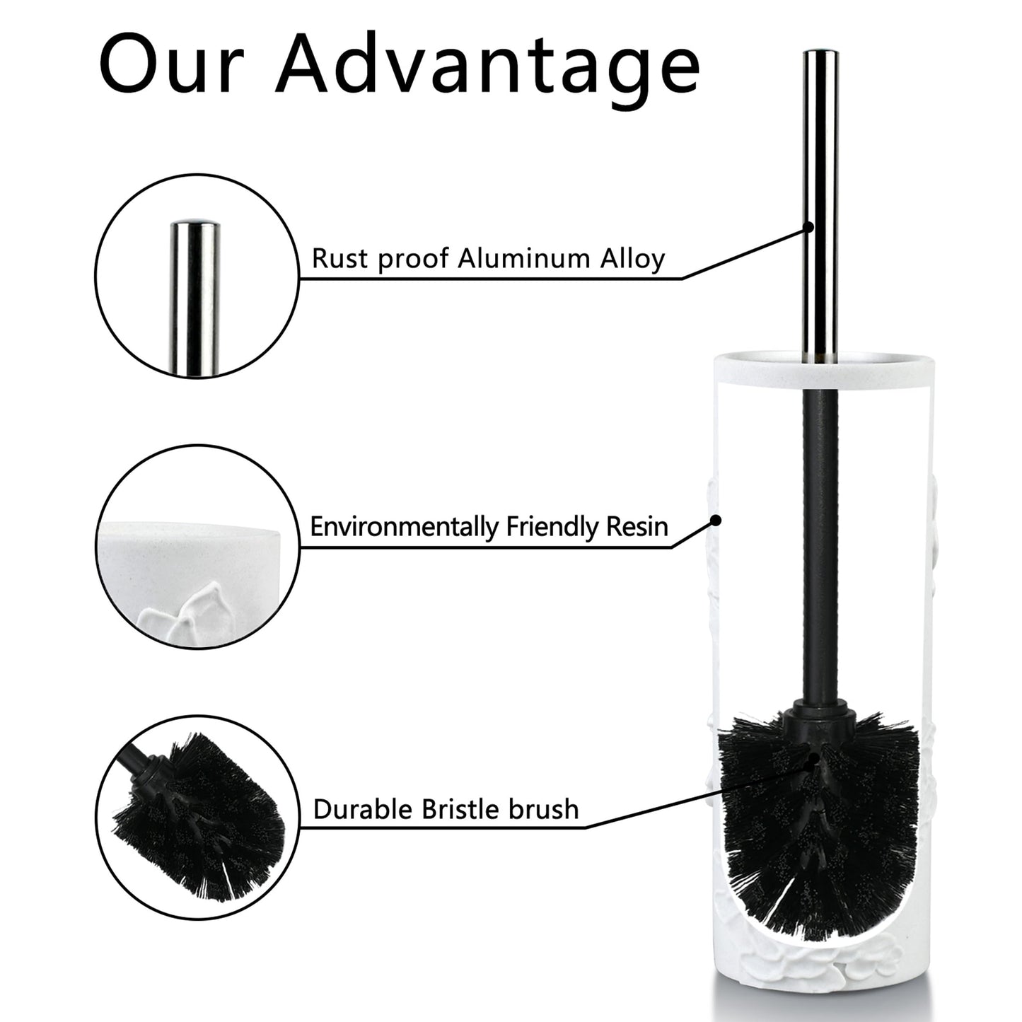 Indecor Home Toilet Brush and Holder Set for Bathroom, Stylish and Durable Cleaning Tool with Modern Design, Compact for Efficient Cleaning