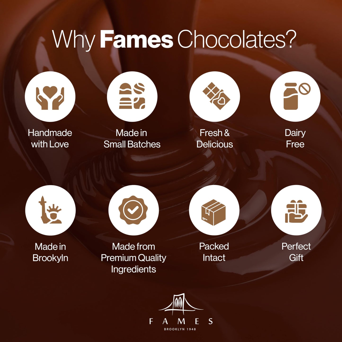 Fames Chocolates Butter Blend Log - Gourmet Dessert Chocolate Log - Kosher, Dairy Free Treats - Comes with a Gift Box, Great Sukkot Gift.