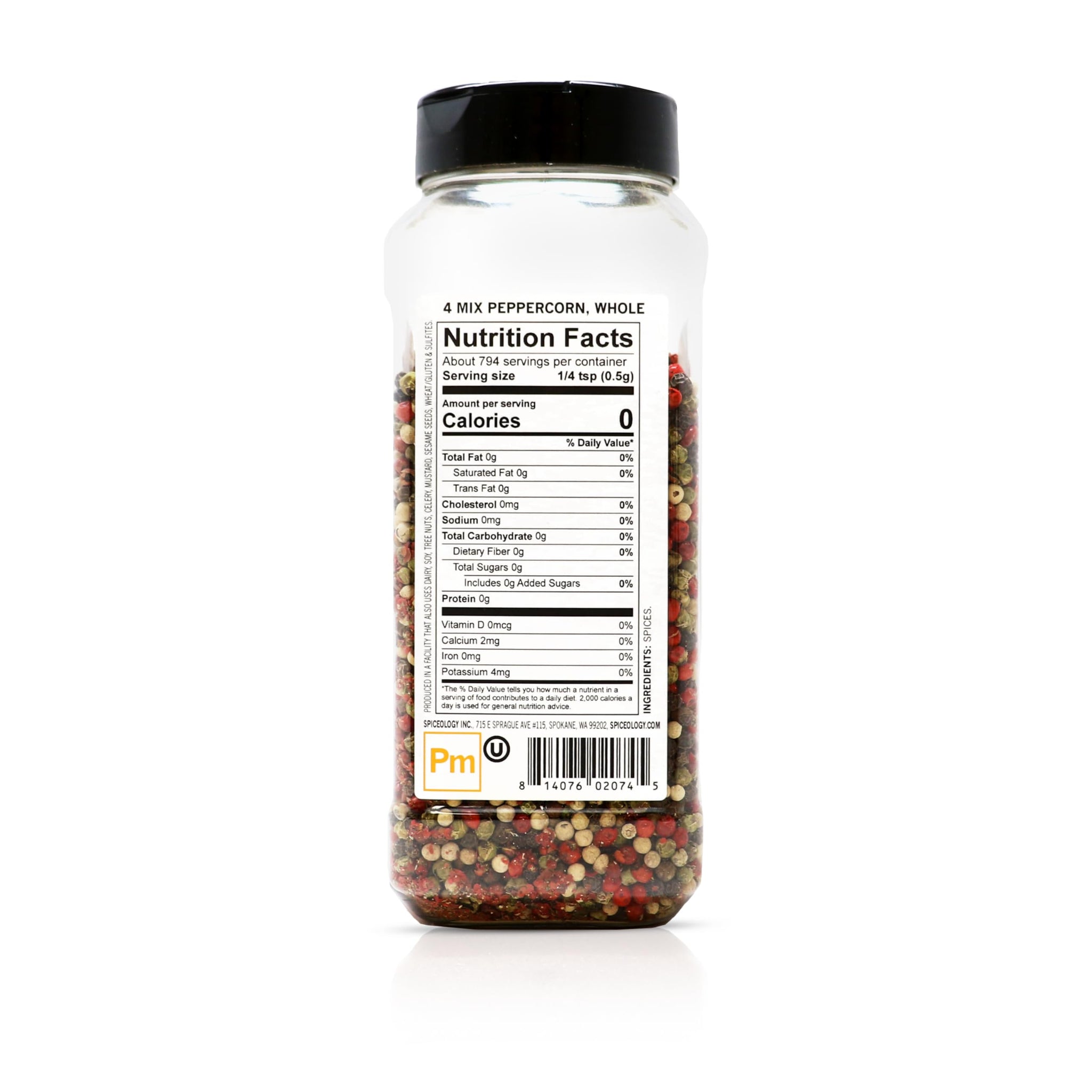 Spiceology - 4 Mix Peppercorn - Bold, Aromatic & Complex Pepper Blend - Whole Black, White, Green & Pink Peppercorns - Perfect for Grinders, Rubs