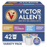 Victor Allen's Coffee Variety Pack (Morning Blend, 100% Colombian, Donut Shop Blend, French Roast), 42 Count, Single Serve Coffee Pods for Keurig