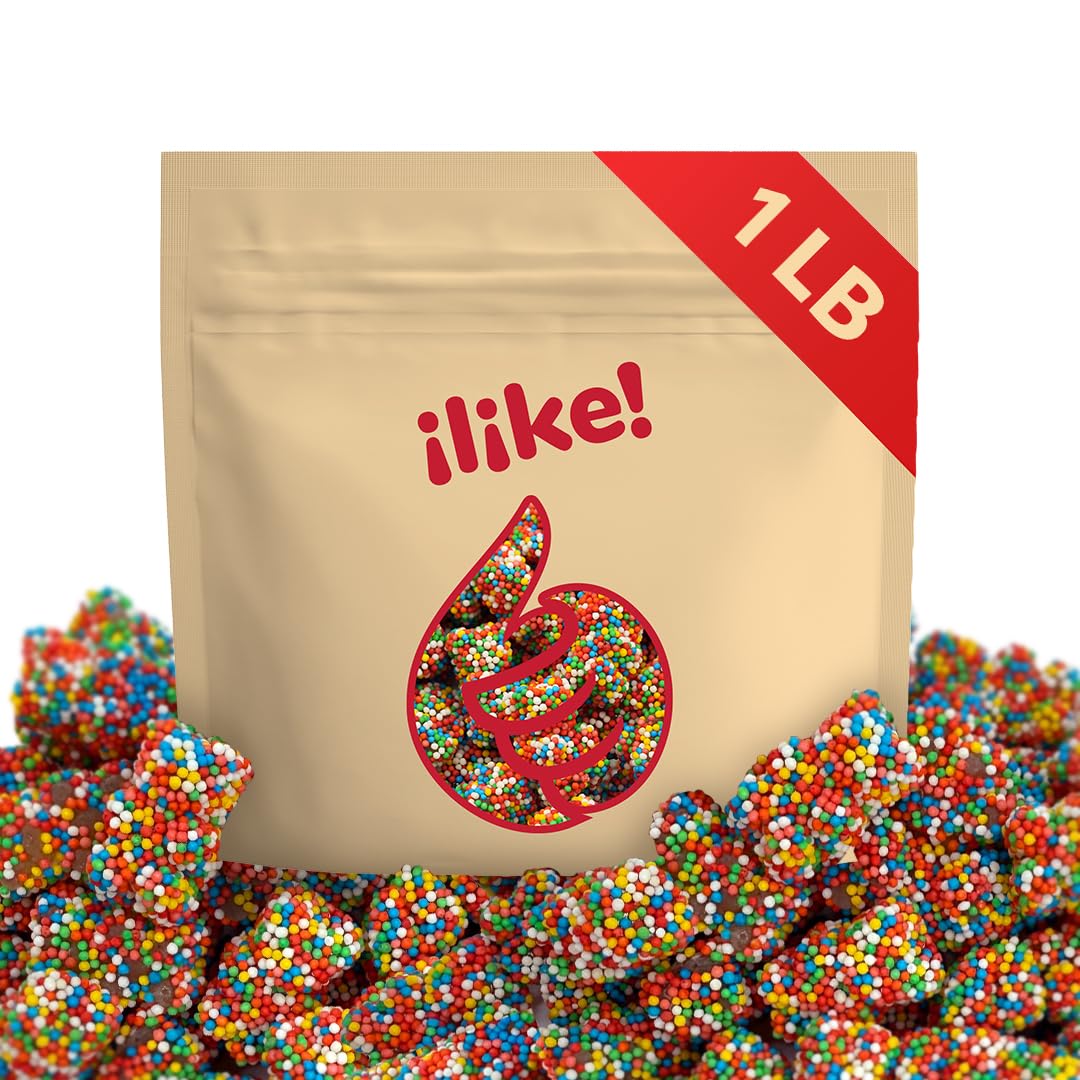 Crunchy Gummi Bears Candy | 1 Pound Bag | Fruity Chewy Bears Coated in Rainbow Nonpareils | Crunchy Gummy Candy for Party Favors, Gifts, and Snacking