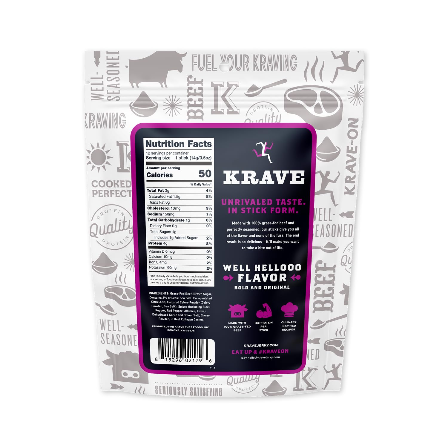 Krave, Meat Sticks Minis, Original Beef flavor - (0.5 Ounce Sticks, Pack of 12) - 100% Grass Fed Beef, 45 Calories Per Stick, Good Source of Protein