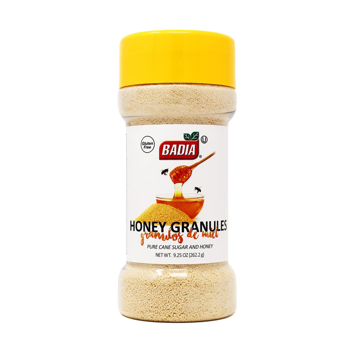 Badia Honey Granules, 9.25 oz - Natural Honey & Cane Sugar Sweetener for Baking, Coffee, Tea & Everyday Recipes - Kosher, Gluten Free, MSG Free