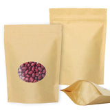 SumDirect Kraft Paper Bags Zip Lock Stand-up Reusable Sealing Food Pouches with Transparent Window and Tear Notch for Storing,Cookie,Dried