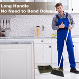 Upgrade Broom with Dustpan Combo Set,48'' Long Handle Stiff Broom Bristles with Heavy Duty Dust Pan,Indoor Outdoor Easy Sweeping for Kitchen Lobby