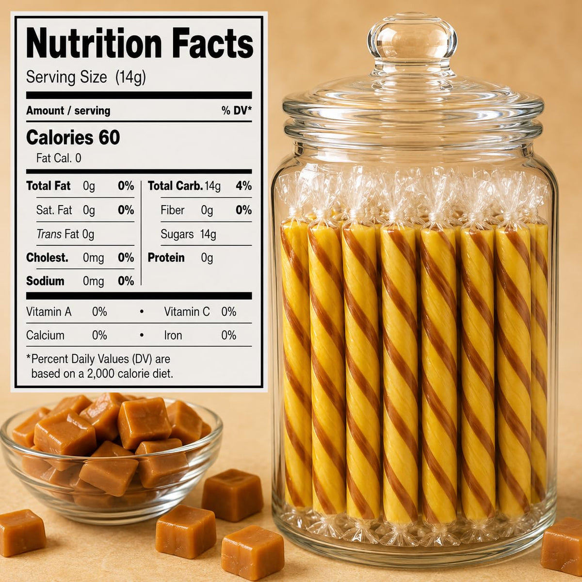 Old Fashioned Candy Sticks - Pack of 10 - Butterscotch - Individually Wrapped 5 in. Sticks - One 10 Count Box