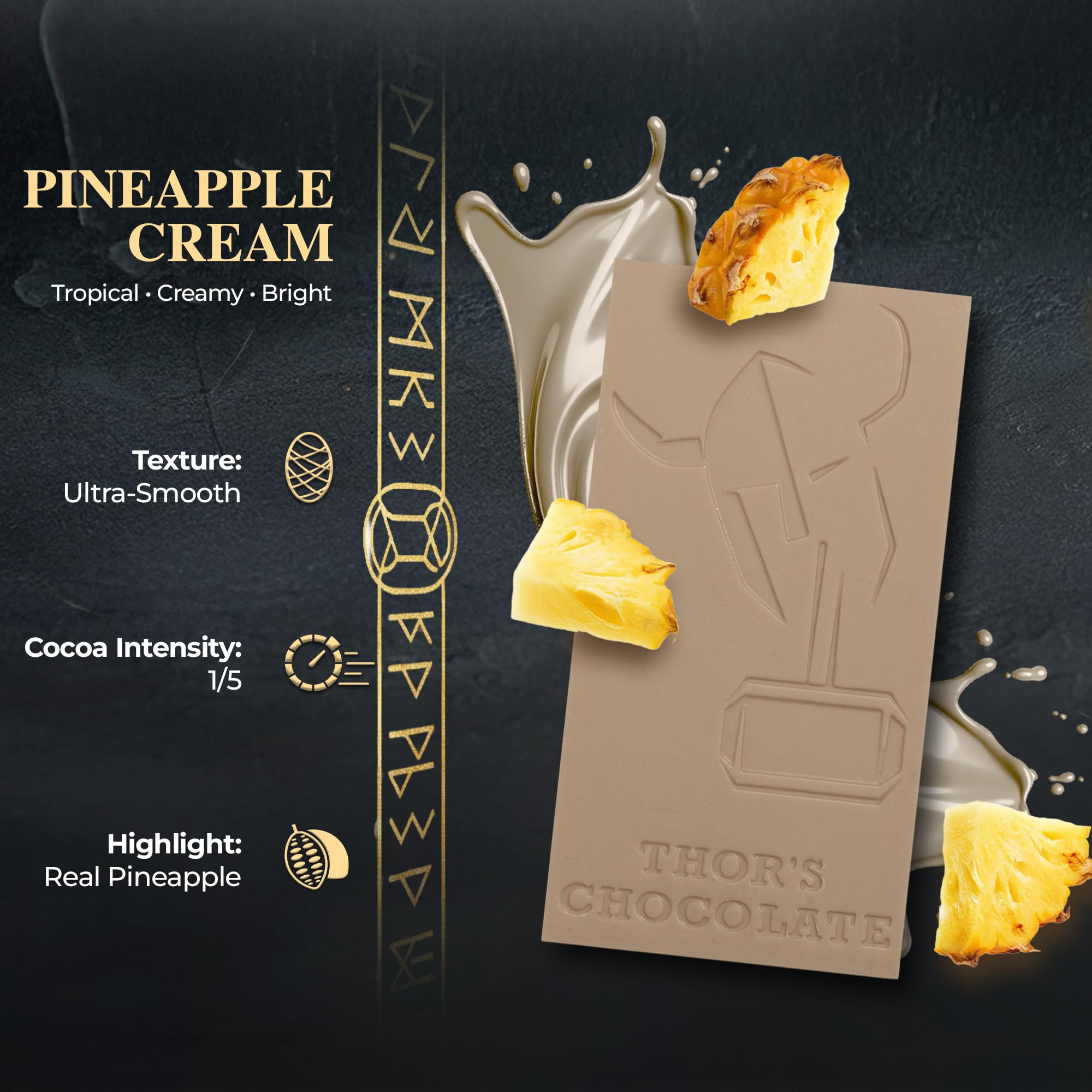 Thor's Chocolate Pineapple Cream White Chocolate Bar (3 oz) | Award-Winning, Bean to Bar Artisan, Silky Smooth, Fruity, Small Batch Handcrafted