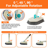 3 in 1 Scrub Cleaning Brush with Long Handle 51'' - Shower Bathtub Tub & Tile Scrubber Brush Include 1 Stiff Brush Head & 3 Scouring Pads & 3