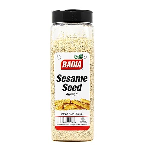 Badia Sesame Seed Hulled 16 oz - Nutty Mild Flavor for Baking, Cooking, Salads, & Breads