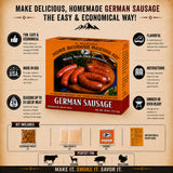 Hi Mountain Seasonings ? GERMAN Sausage Making Kit ? Includes Sausage Seasoning, Cure Natural Hog Casings, and Simple-to-Follow Directions ? Creates