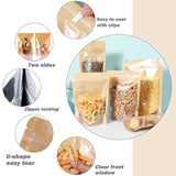 150-pack 4.7" x 7.9" Stand Up Kraft Paper Mylar Bags with Clear Window Resealable Foil Pouches for Food Storage Smell Proof Edible Packaging Bag