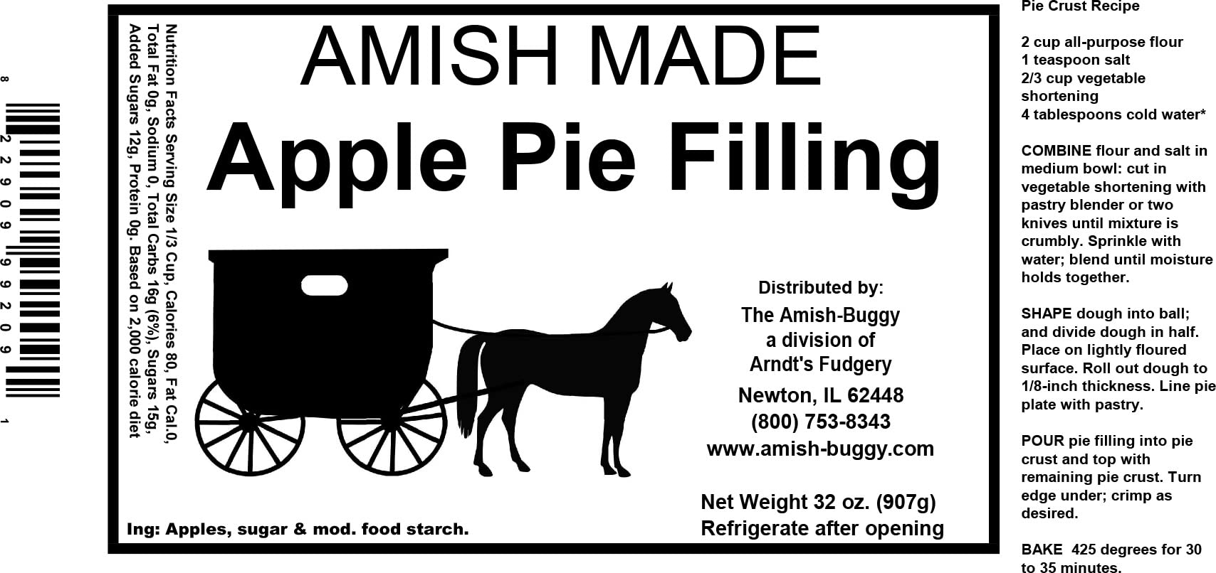 Amish Pie Filling and Topping Apple - (Two - 32 Oz Jars)