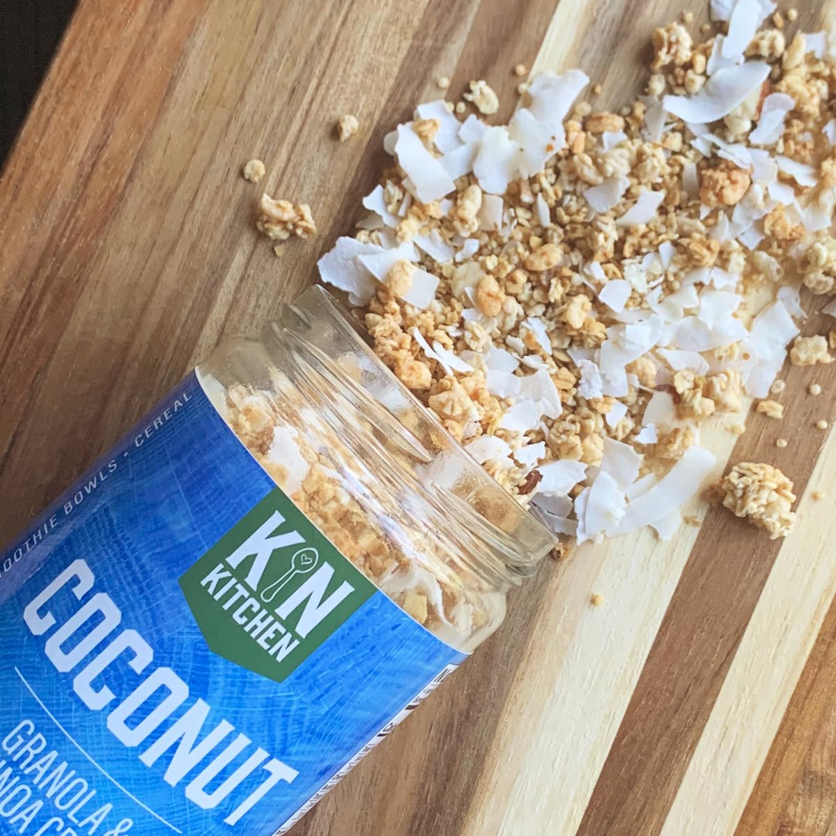 Kin Kitchen non-GMO Granola & Organic Quinoa Crisps, in a Glass Jar Recyclable and Resusable. Made with Real Fruit. No Aritificial Colors, Flavors, or