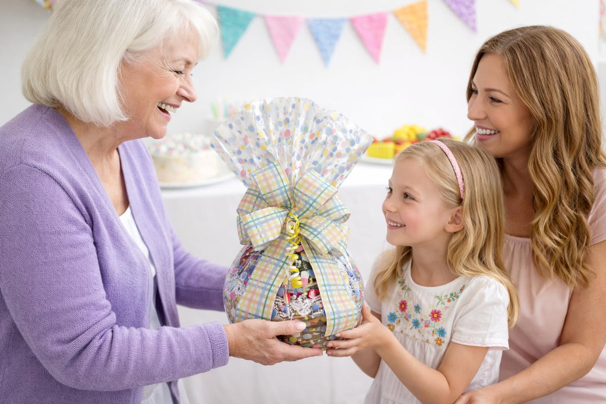 Easter Basket with Chocolate, Candy & Snacks - 8 Inch Easter Wrapped Gift Basket - Spring Holiday Treats for Family, Friends & Coworkers (Premium)