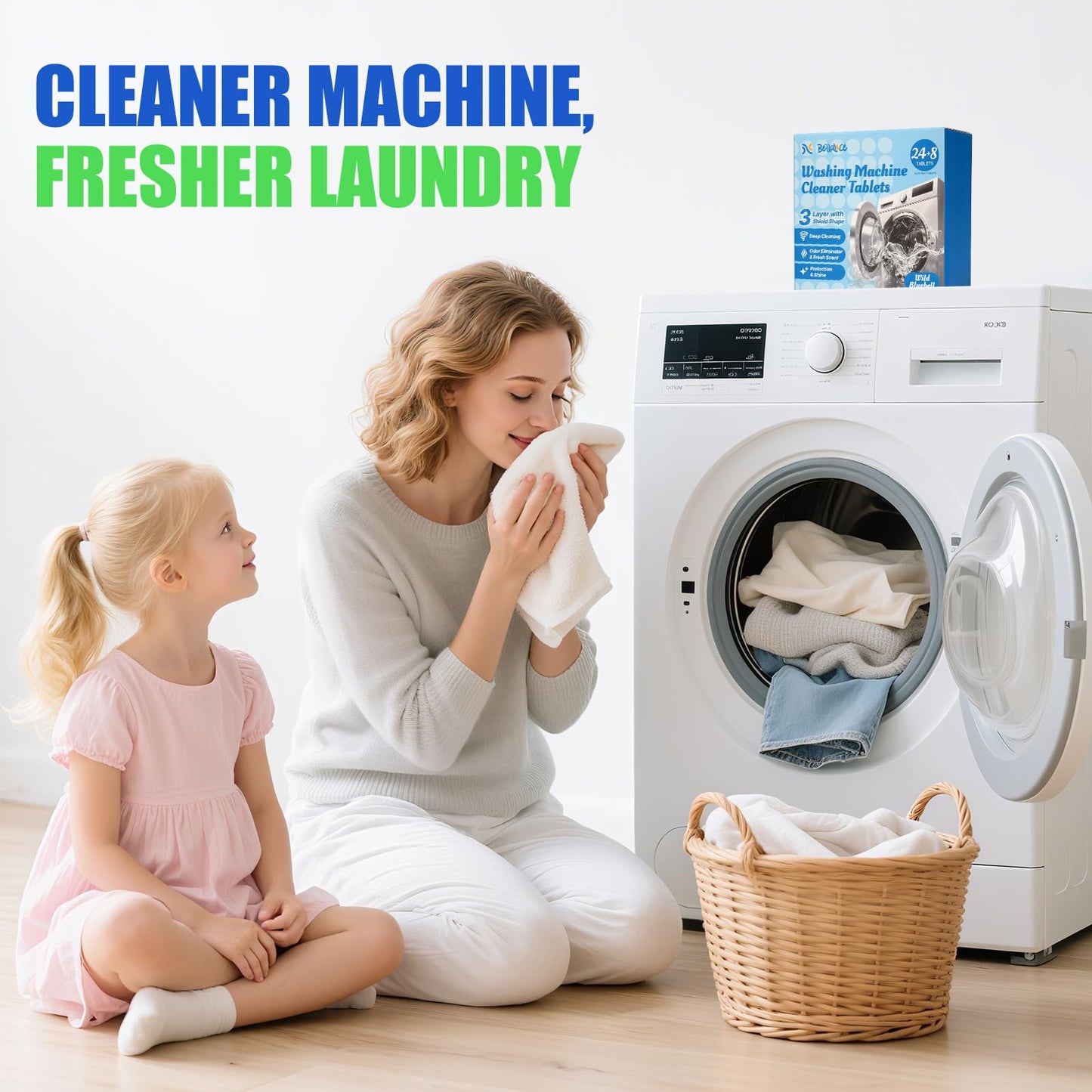 Washing Machine Cleaner Tablets - Washer Machine Cleaner Tablets for HE Front Loader & Top Load Washer, Deep Cleaning & Remove Odor, Eco-friendly