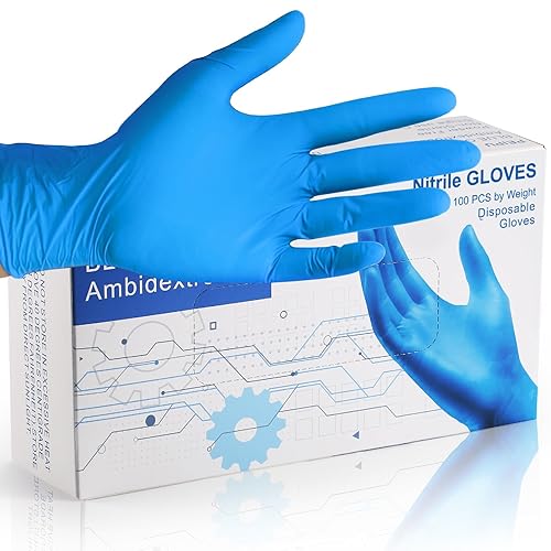 PEIPU Nitrile Disposable Gloves??Large,100 Pack Powder Free, Cleaning Service Gloves, Latex Free,4Mil,