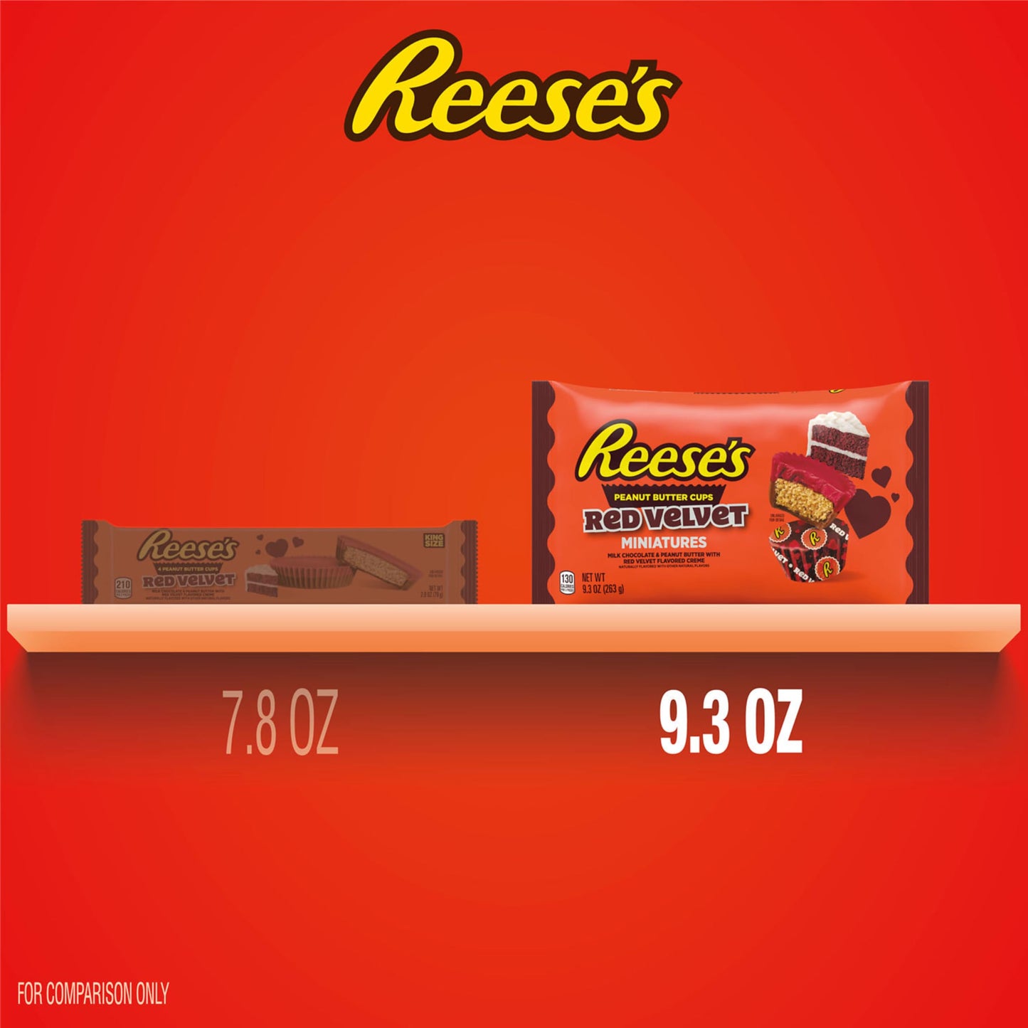 REESE'S Miniatures Red Velvet Flavored Milk Chocolate Peanut Butter Cups, Valentine's Candy Bag, 9.3 oz