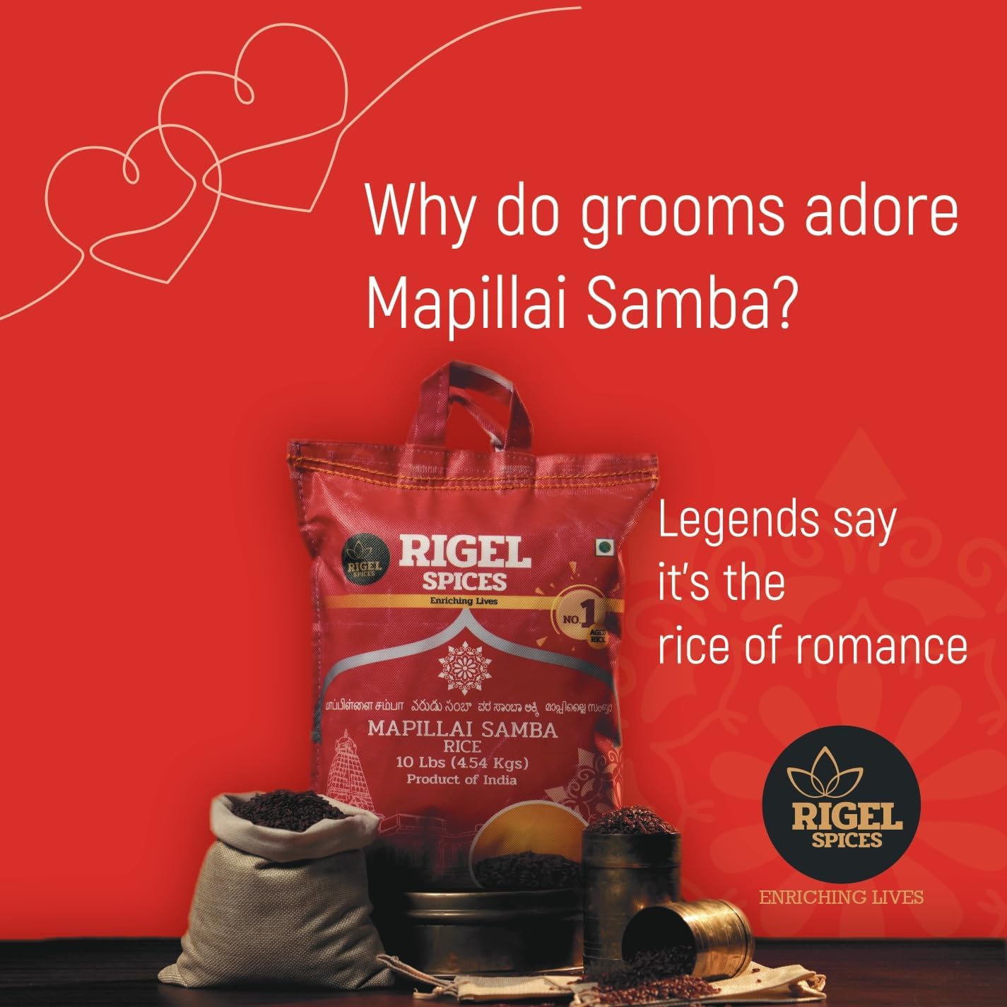 Rigel Spices | Mappillai Samba Red Rice | 12+ MONTHS AGED | BRIDEGROOM RICE | GLUTEN FREE | Ancient Red Rice (4 Lbs)