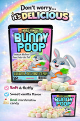 Bunny Poop Marshmallows - Funny Easter Candy Gag Gift, Colorful Mini Mallows Snack Bags, Easter Basket Stuffers for Kids, Teens & Adults, White