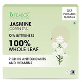 Teabox Premium Darjeeling Green Tea With Jasmine Flowers| 100% Whole Leaf & 0% Bitterness | Green Tea From The Himalayas | 50 Tea Bags (Low Caffeine)