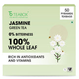 Teabox Premium Darjeeling Green Tea With Jasmine Flowers| 100% Whole Leaf & 0% Bitterness | Green Tea From The Himalayas | 50 Tea Bags (Low Caffeine)