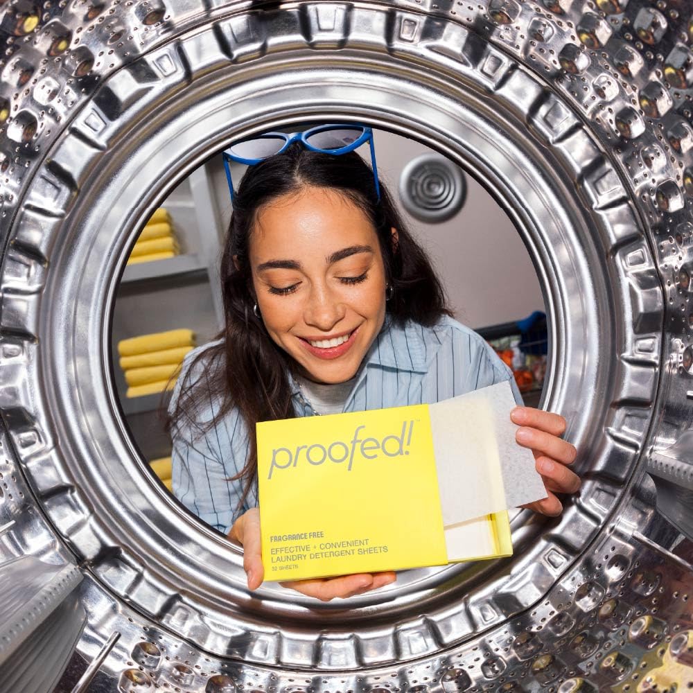 Proofed! Laundry Detergent Sheets, The Only 100% Plastic-Free Sheet, No PVA or PVOH, Hypoallergenic, Bio-Based Ingredients, Made in USA, Fragrance