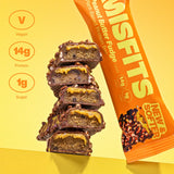 Misfits High Protein Bar, Peanut Butter Fudge, Non GMO, Plant Based Vegan Protein Bar, Low Sugar, High Fiber Snack