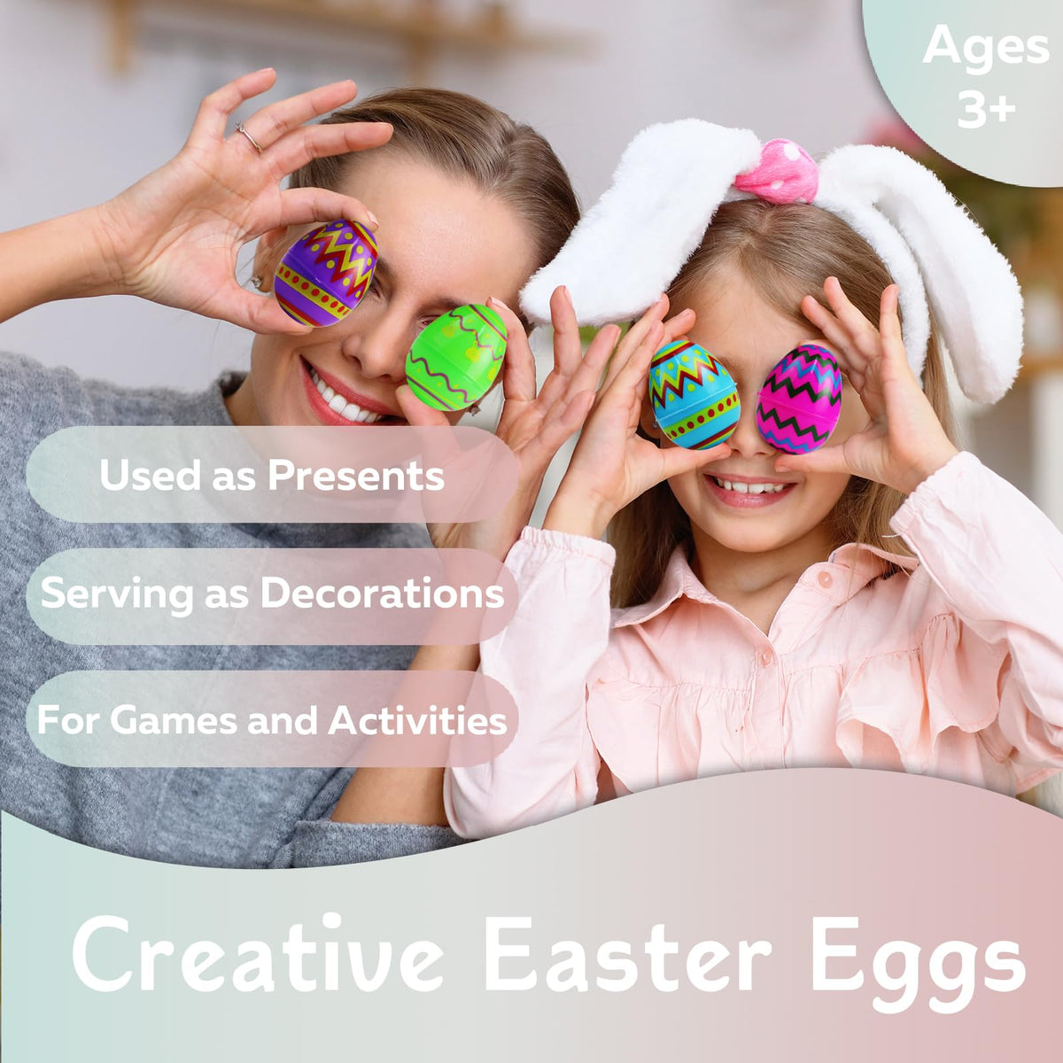 ANTDECOUS Fillable Easter Eggs, Plastic Easter Eggs, 60 Pack, 10 Colors