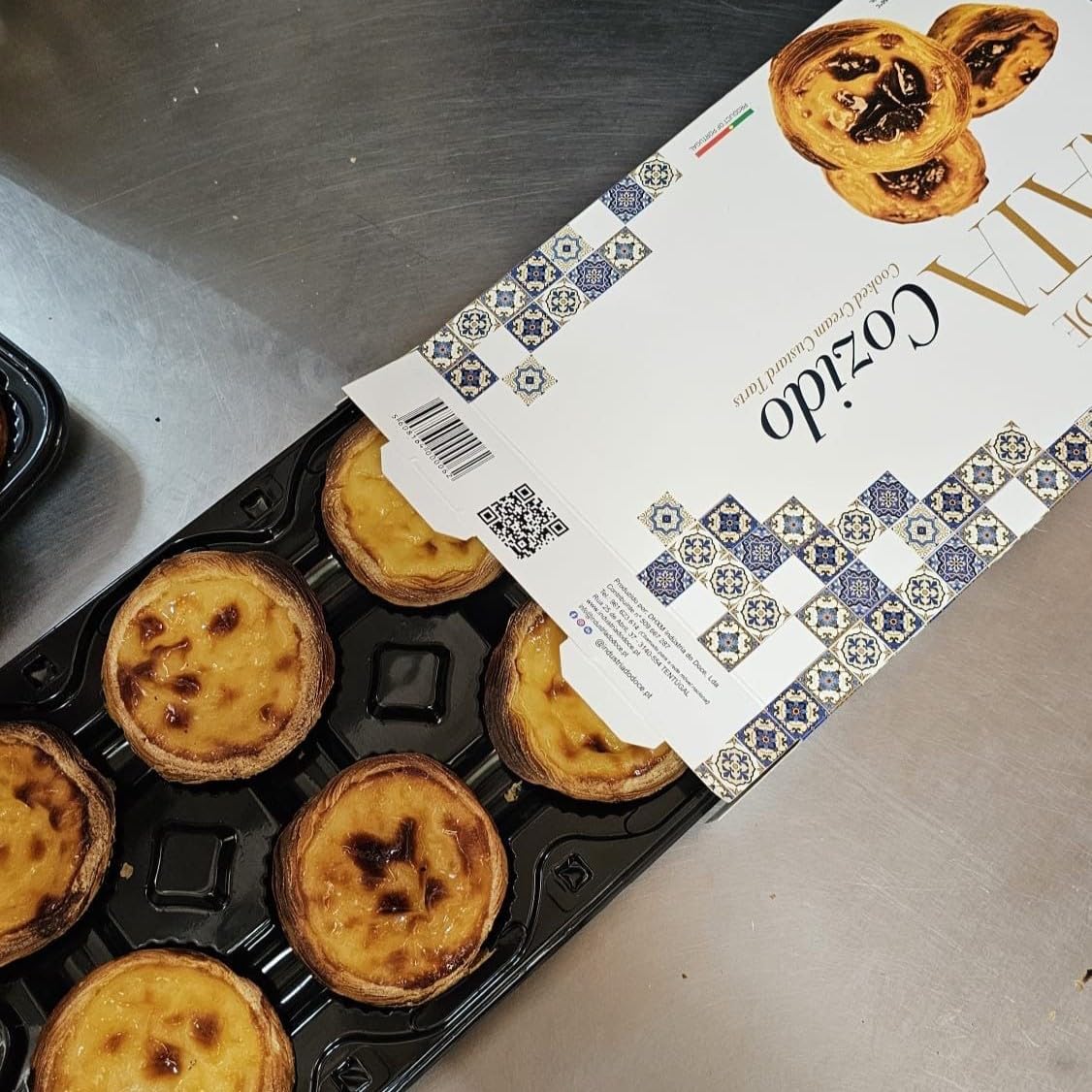 Portuguese Custard Tarts. Handmade. Pastel da Nata. Flaky Pastry with Creamy Custard Filling - Authentically Made in Portugal. Simply Heat and Eat.
