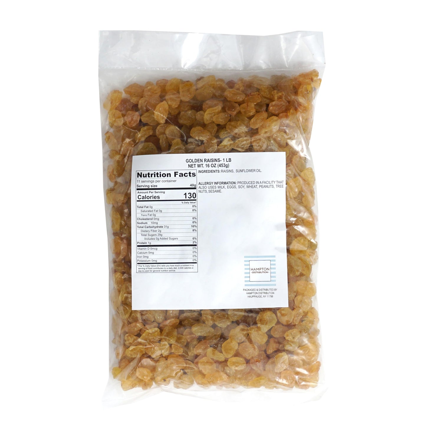 Golden Raisins, 1 Pound Bag Raisins, The Hampton Popcorn & Candy Company