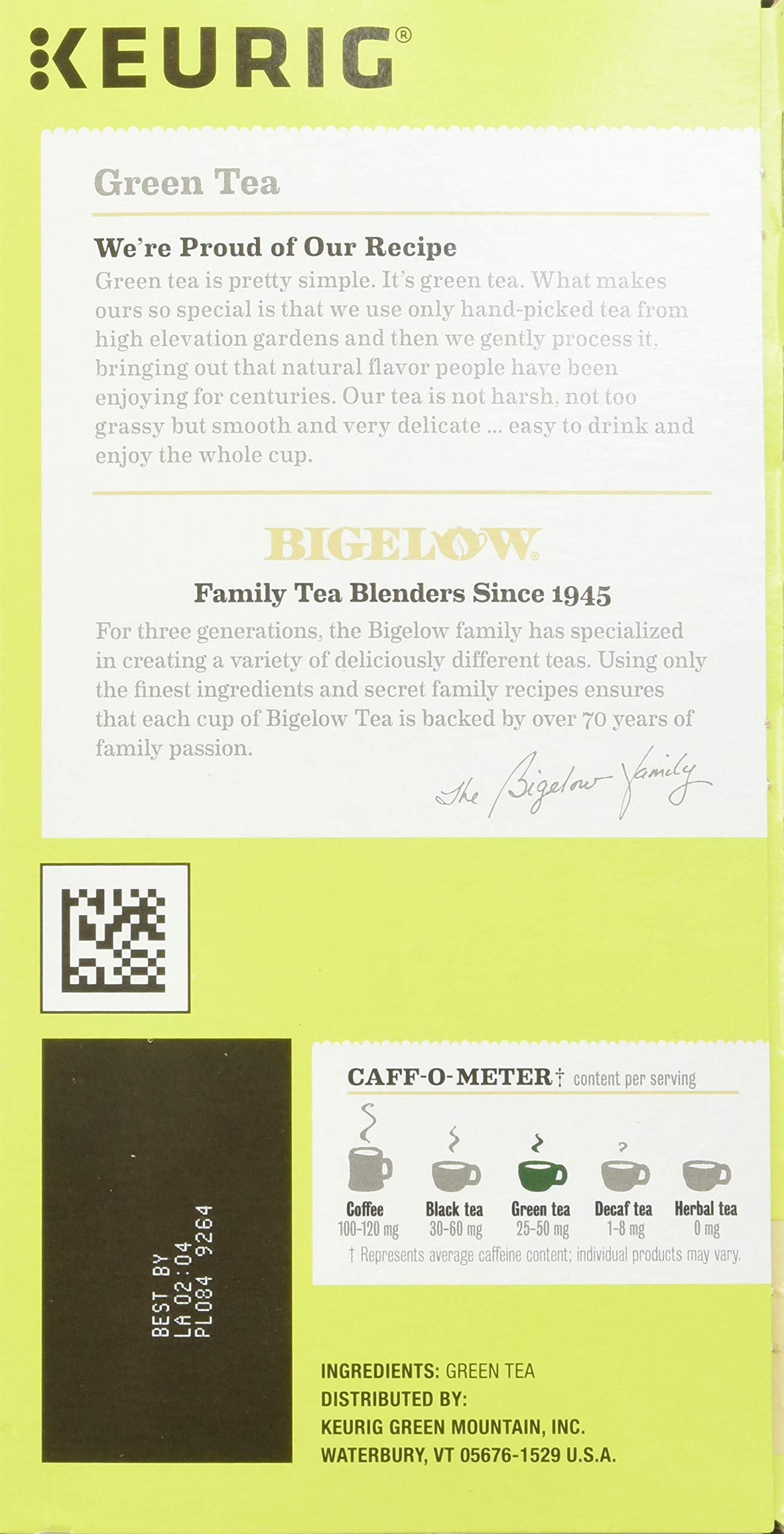 Bigelow Green Tea K-Cup for Keurig Brewers, (Pack of 24)
