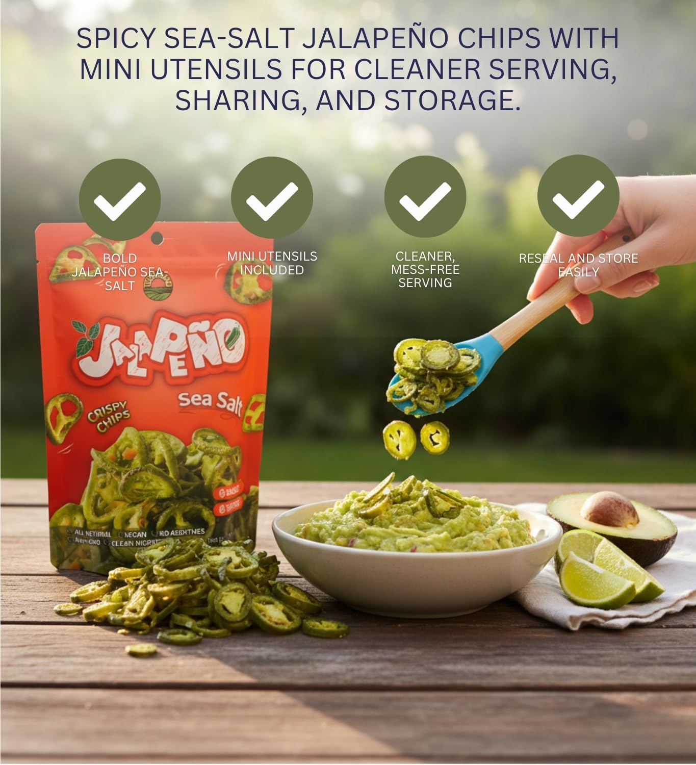 2x Chips Jalapeno Sea Salt, 2 OZ Bundle with Plastic Bag Clip - Kettle Potato Chips Spicy Kettle-Cooked with Sea Salt Crunch and Plastic Bag Clip
