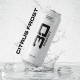 3D Energy Drink - Sugar Free, 200mg Caffeine, Pre Workout, Taurine, L-Carnitine, Lightly Carbonated, 16oz Cans, 12 Pack - Citrus Frost