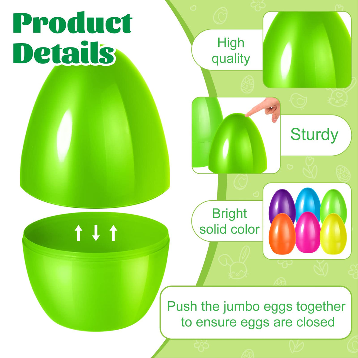 12 PCS Jumbo Easter Eggs, 10" Large Plastic Easter Eggs for Easter Egg Hunt, Empty Easter Eggs for Filling Treats, Fillable Surprise Eggs Bulk, Basket