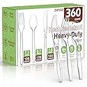 360 Count Plastic Silver Ware Heavy Duty, 120 Forks, 120 Spoons, 120 Knives, Heat Resistant & BPA Free Disposable SilverWare, Disposable Cutlery set