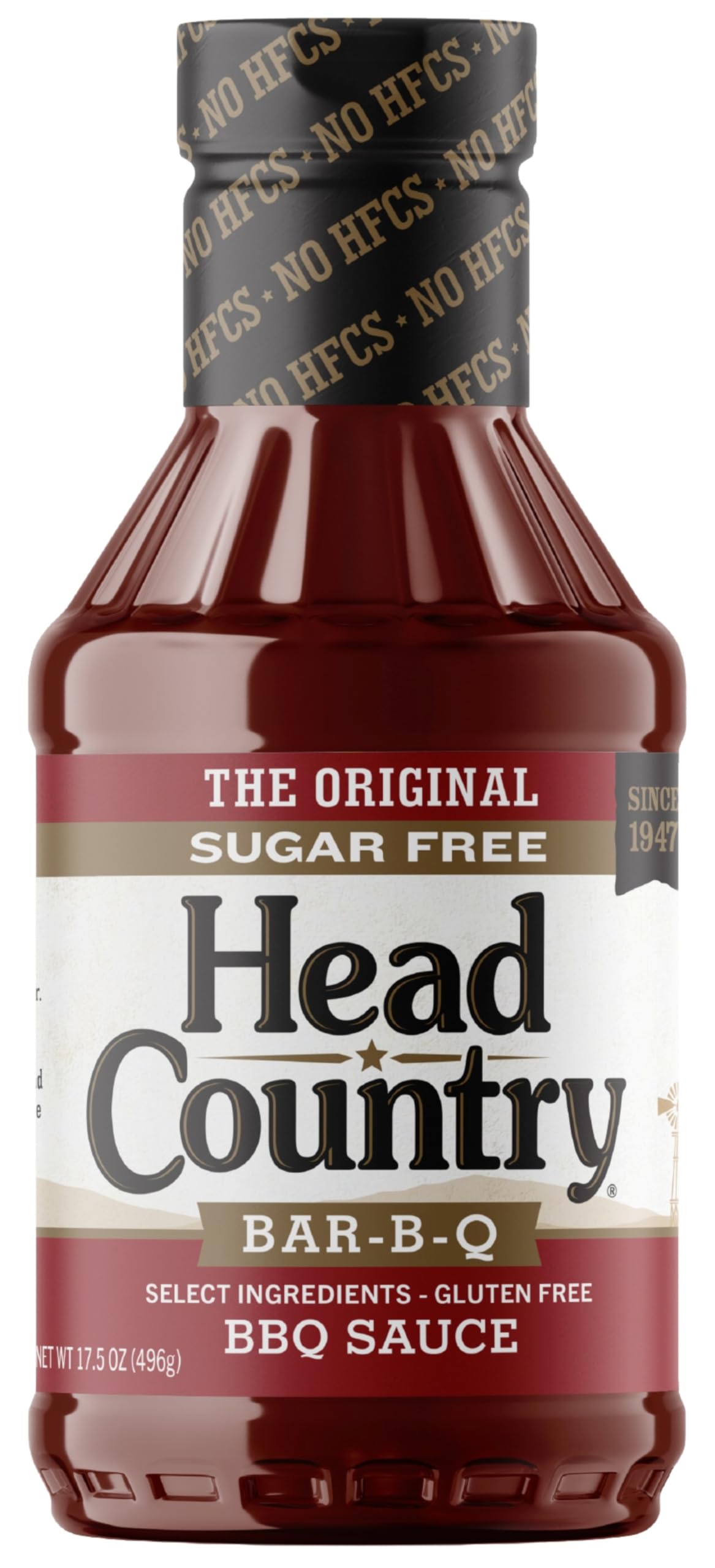 Head Country Sugar Free BBQ Sauce, Original | 17.5 Ounce | Sweet & Savory Championship Barbeque Sauce For Chicken, Pork, Ribs & Burgers