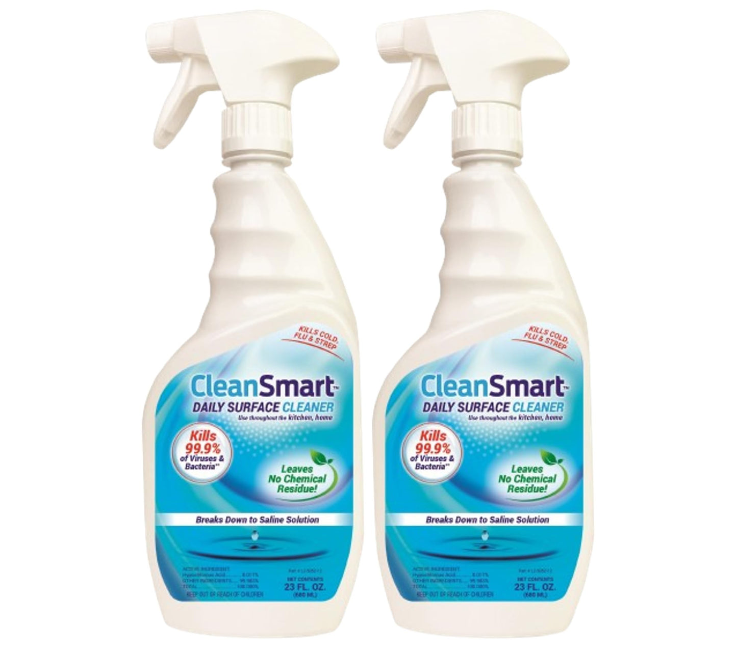 CleanSmart Daily Surface Cleaner and Pet-Safe Disinfectant, Kills 99.9% of Viruses, Bacteria, 23 ounce Bottle (Pack of 2)
