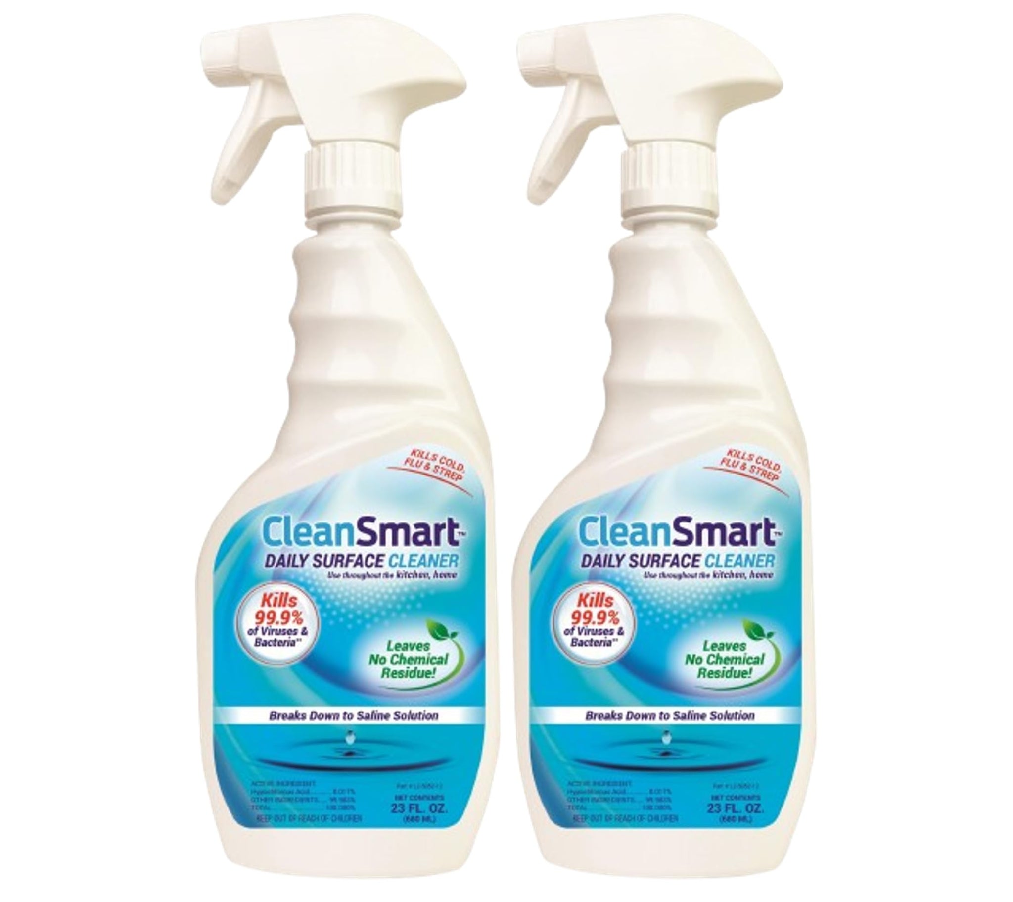CleanSmart Daily Surface Cleaner and Pet-Safe Disinfectant, Kills 99.9% of Viruses, Bacteria, 23 ounce Bottle (Pack of 2)