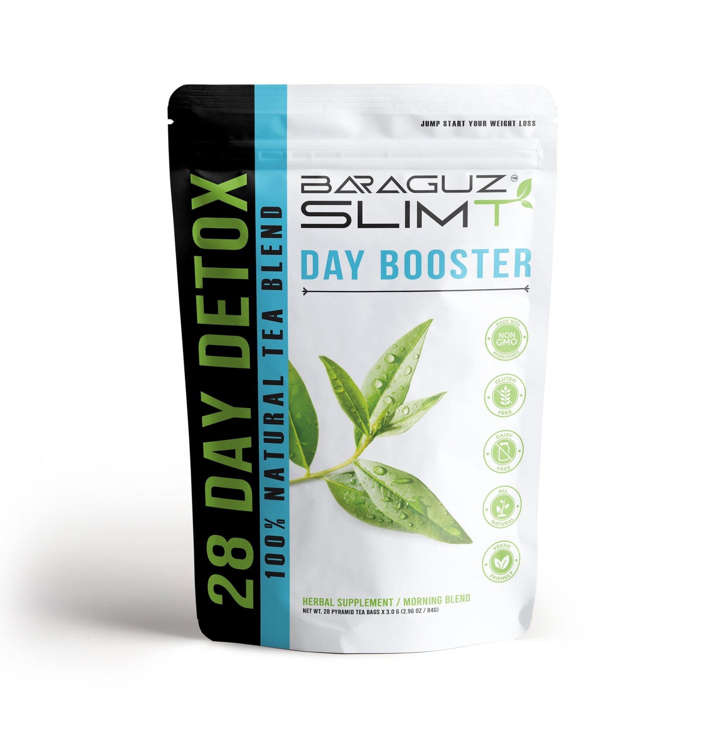 BARAGUZ SLIMT Day Booster: All-Natural SlimmingTea, No Laxative Added, Helps in Bloating & amp; Natural Weight Balance, Supports Immune System, Vegan