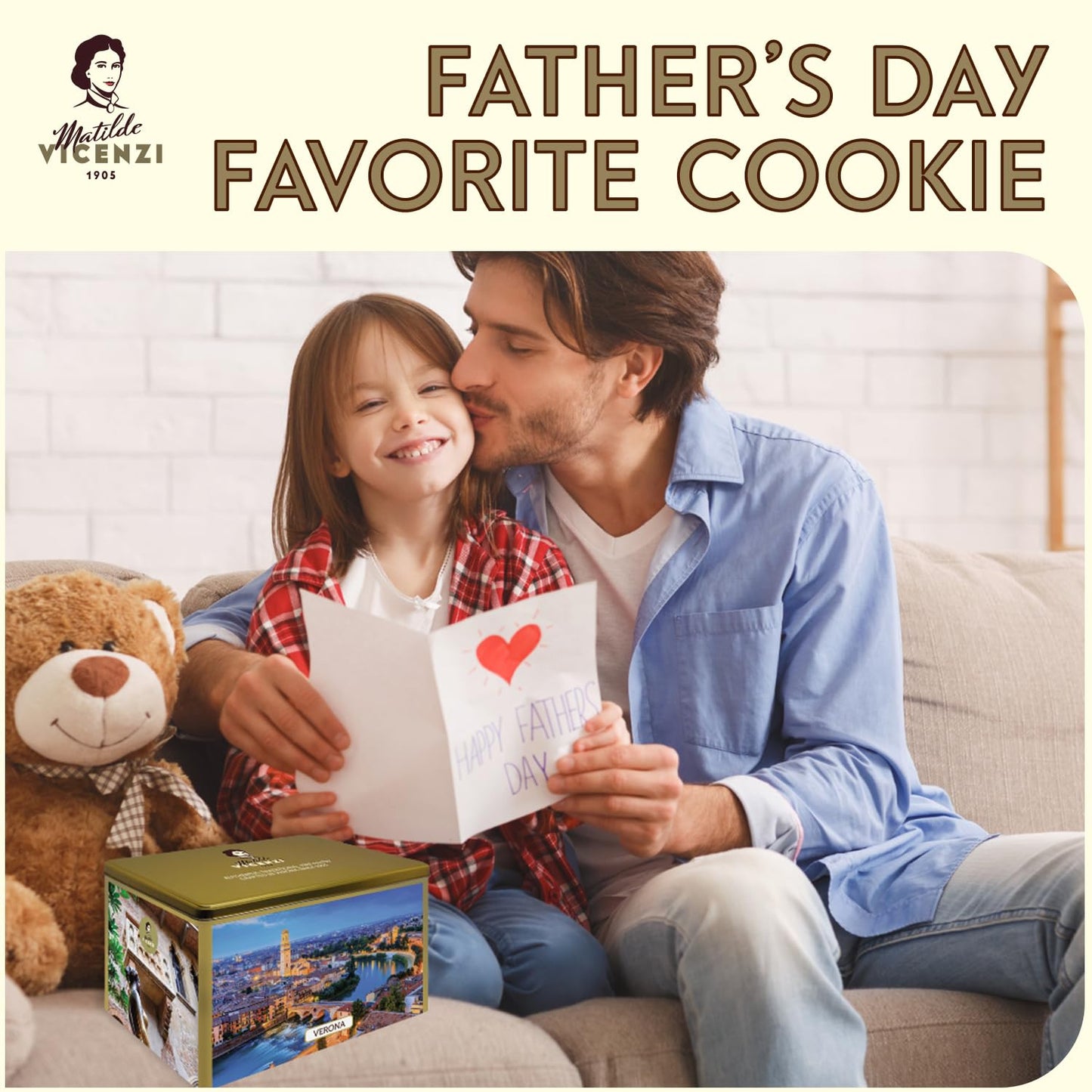 Matilde Vicenzi Verona Gift Tin - Assortment of Italian Pastries and Cookies - Gourmet Gifts for Father's Day, Birthday and Every Special Occasion