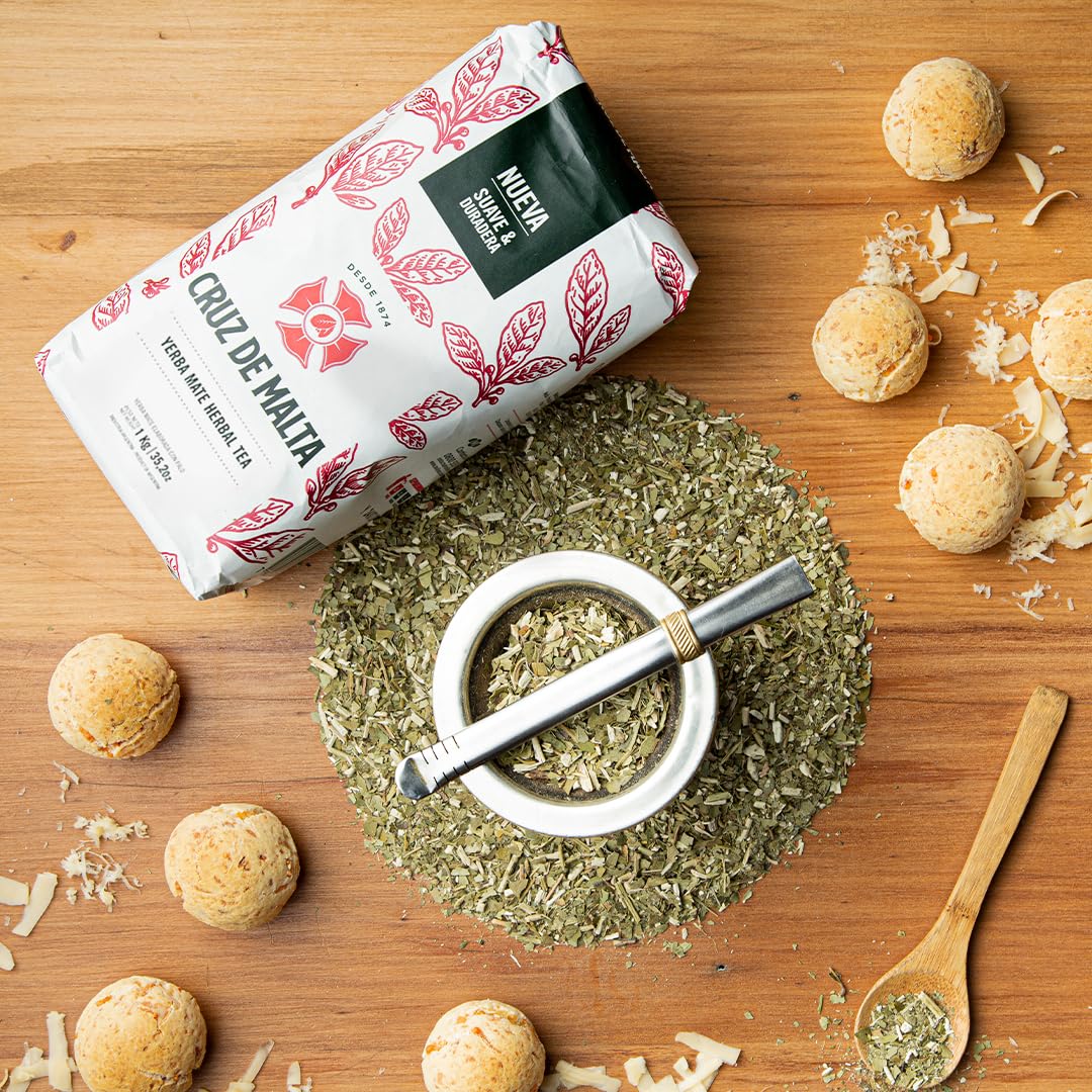 Cruz de Malta Yerba Mate Tea - 1kg (2.2 lbs) Loose Leaf - Traditional Argentine Herbal Tea - Smooth Flavor, Naturally Sourced - USA Specific Packaging
