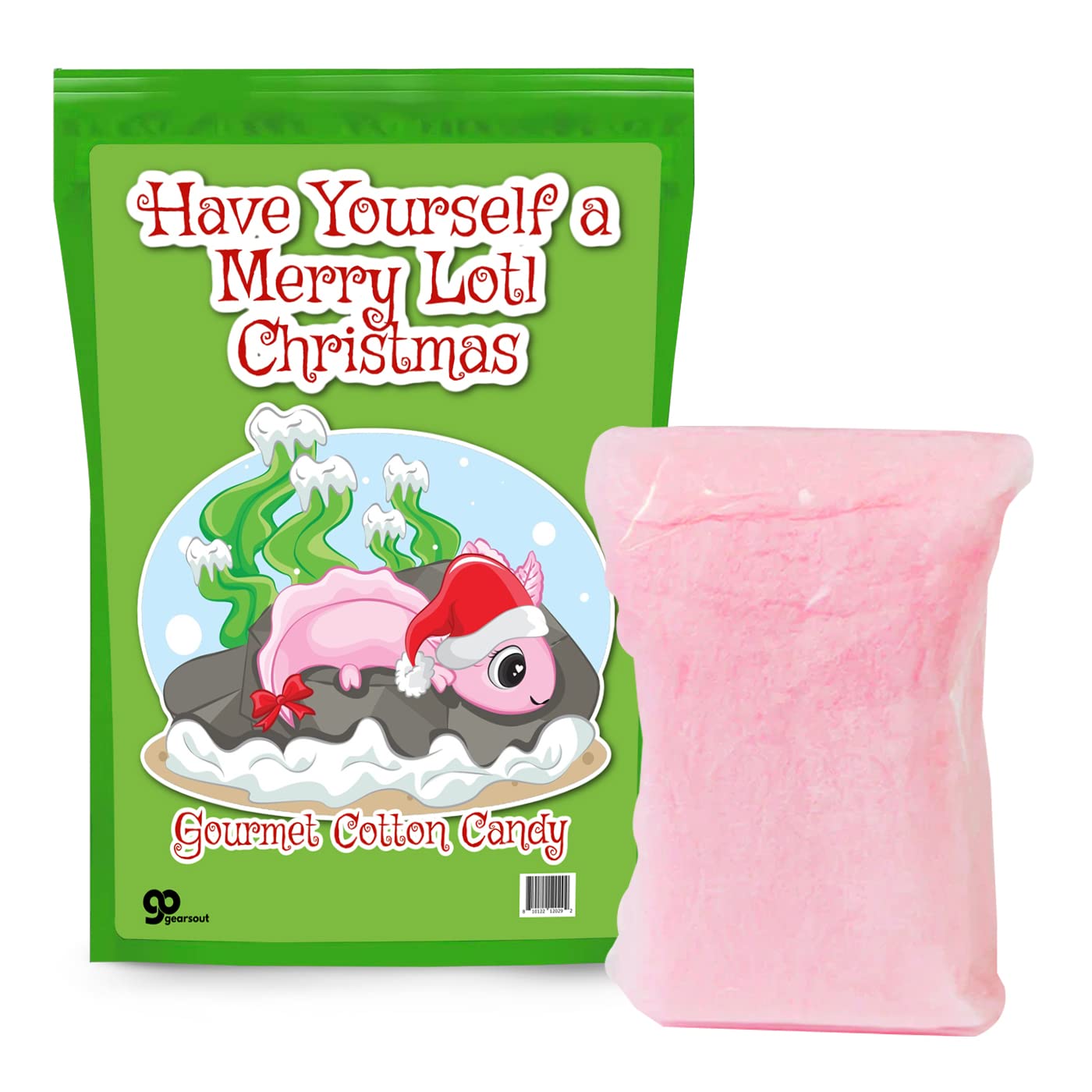 Merry Lotl Christmas Cotton Candy - Holiday Candy Gifts for Kids - Axolotl Lovers Gifts - Gourmet Christmas Food Basket for Families Filler, Unique
