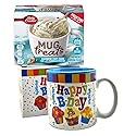 Happy Birthday Mug In Gift Box with 4 Mug Cake Mix Pouches Bundle (Confetti)