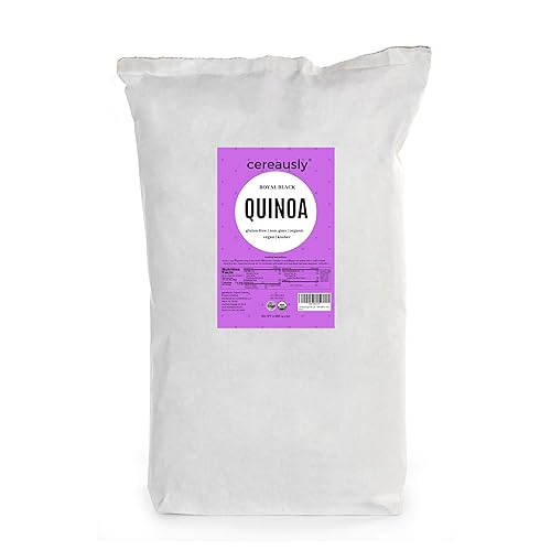 CEREAUSLY Organic Black Quinoa - Premium Royal Quinoa from Bolivia - Kosher and Non-GMO Quinoa Bulk - Vegan and Gluten-Fee Cooking Quinoa - 25 LB