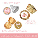 Pink and Gold Sweet 16 Kiss Stickers, 180 Count