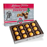Anthony-Thomas, Peanut Butter & Milk Chocolate Buckeyes in Ohio State Buckeyes Box, Deliciously Delightful Snacks (12 Count)