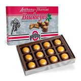 Anthony-Thomas, Peanut Butter & Milk Chocolate Buckeyes in Ohio State Buckeyes Box, Deliciously Delightful Snacks (12 Count)